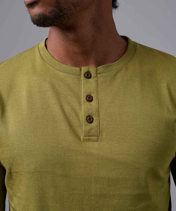 POLO MANGA LARGA JERSEY HENLEY VERDE OI25
