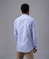 CAMISA MANGA LARGA CUELLO NERU DESMONTABLE SLIM FIT CELESTE C/RAYAS OI25