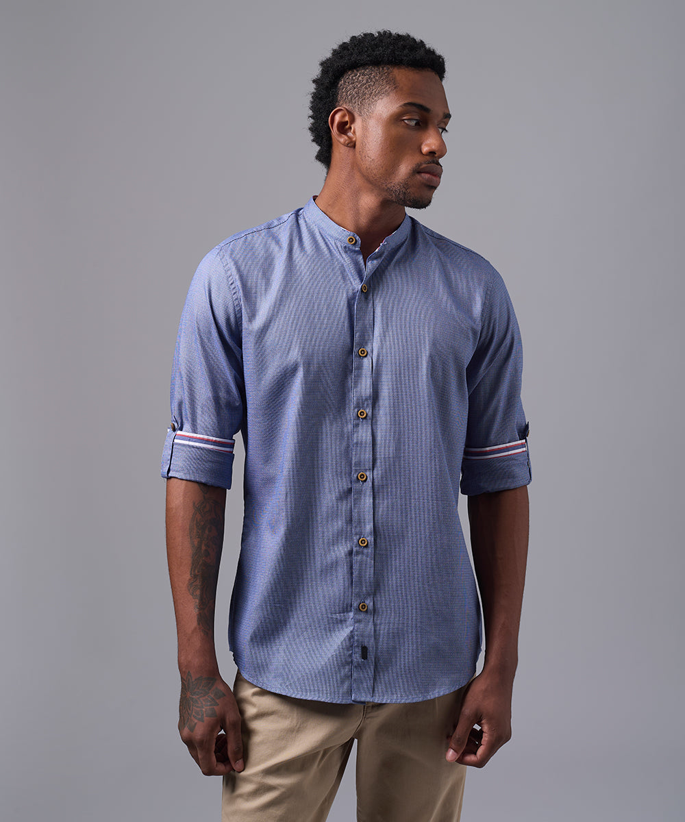 CAMISA MANGA LARGA CUELLO NERU SLIM FIT AZUL OI25