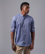 CAMISA MANGA LARGA CUELLO NERU SLIM FIT AZUL OI25