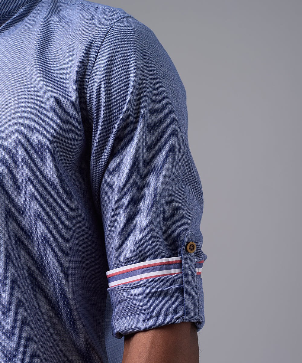 CAMISA MANGA LARGA CUELLO NERU SLIM FIT AZUL OI25