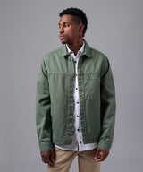 CASACA DENIM PECHERA OJAL SOBRETEÑIDO VERDE OI25