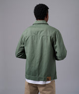 CASACA DENIM PECHERA OJAL SOBRETEÑIDO VERDE OI25