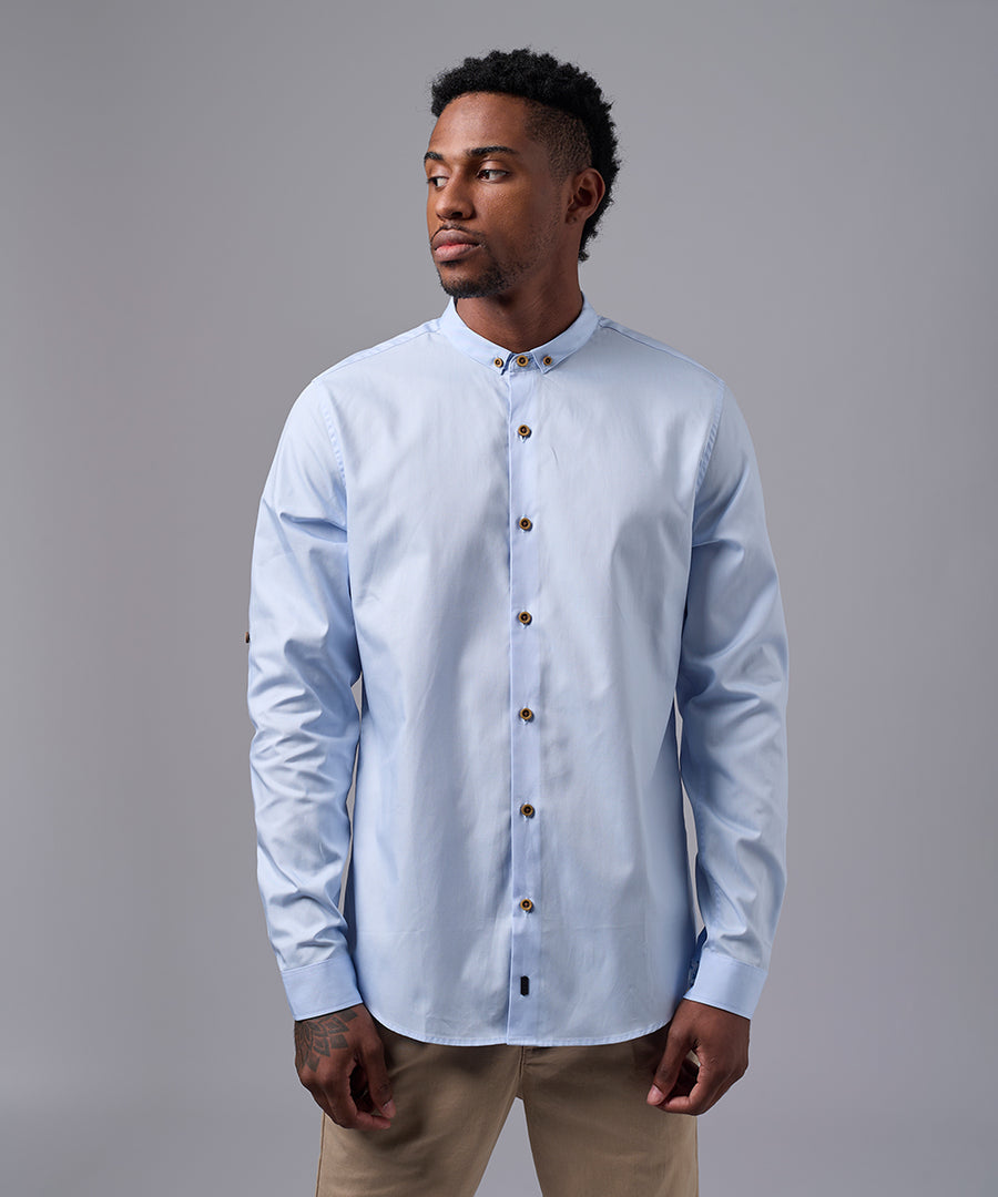CAMISA MANGA LARGA CUELLO MICRO BUTTON DOWN CLASSIC FIT CELESTE OI25