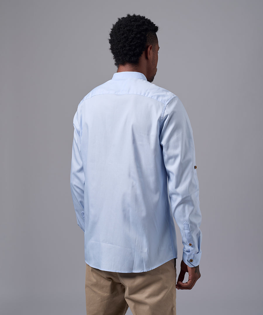 CAMISA MANGA LARGA CUELLO MICRO BUTTON DOWN CLASSIC FIT CELESTE OI25