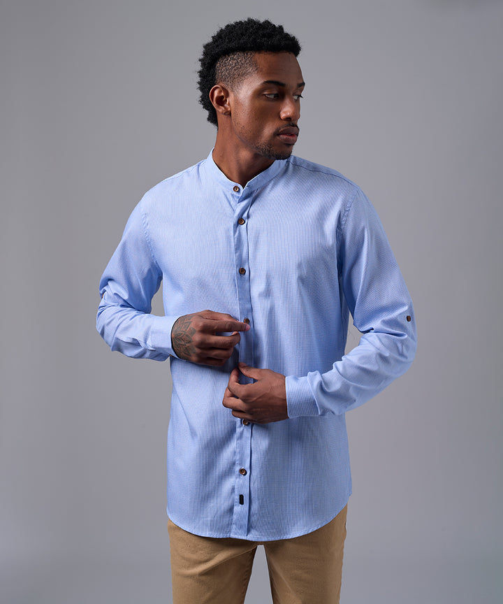 CAMISA MANGA LARGA CUELLO NERU SLIM FIT CELESTE OI25