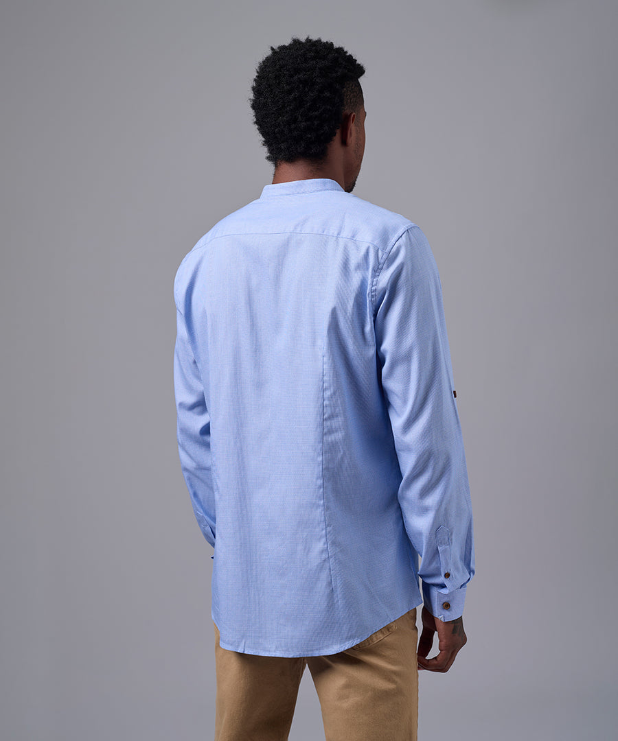 CAMISA MANGA LARGA CUELLO NERU SLIM FIT CELESTE OI25