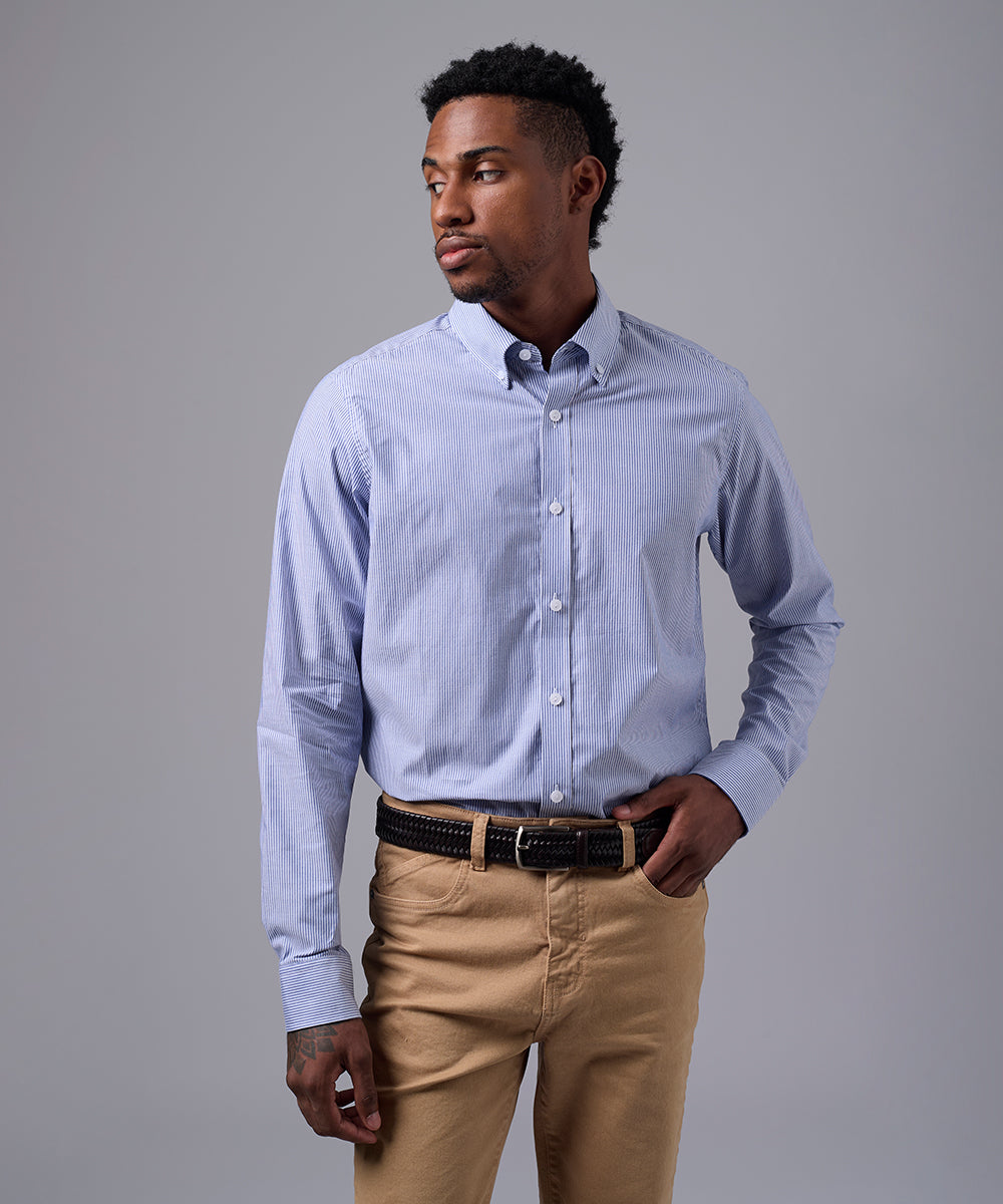 CAMISA DE VESTIR MANGA LARGA ALGODÓN CUELLO BUTTON DOWN