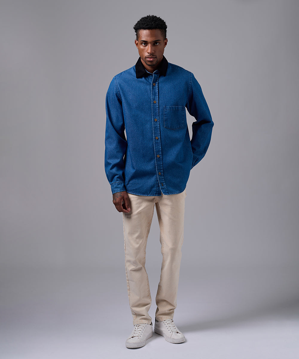CAMISA MANGA LARGA DENIM CORDUROY SOBRECAMISA CLASSIC FIT AZUL OI25