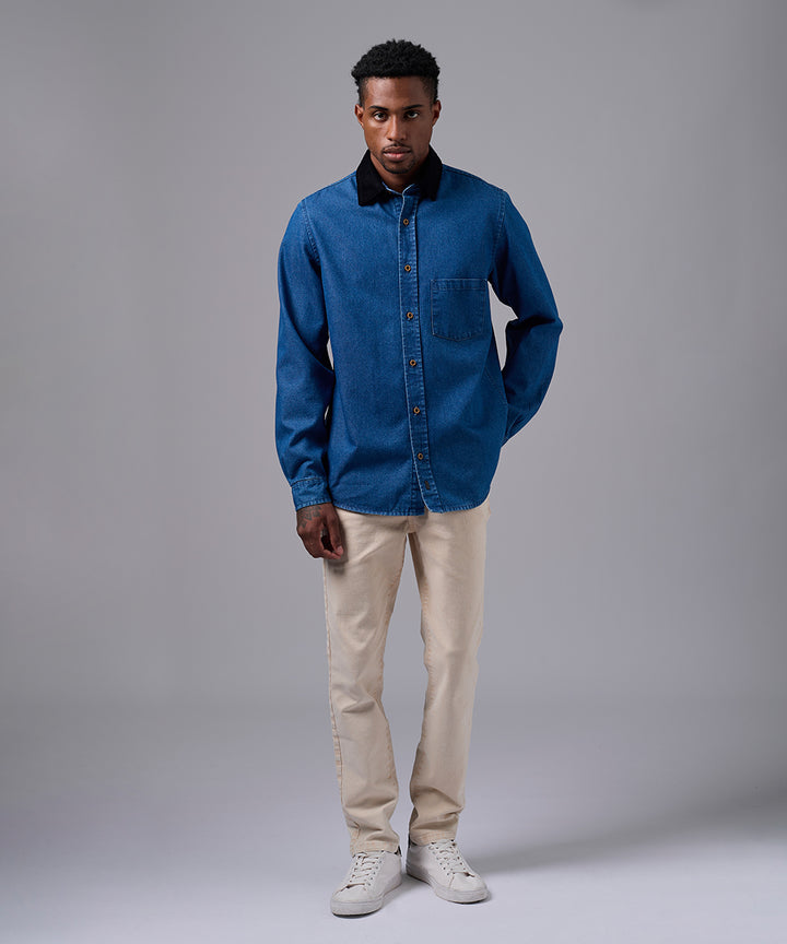 CAMISA MANGA LARGA DENIM CORDUROY SOBRECAMISA CLASSIC FIT AZUL OI25