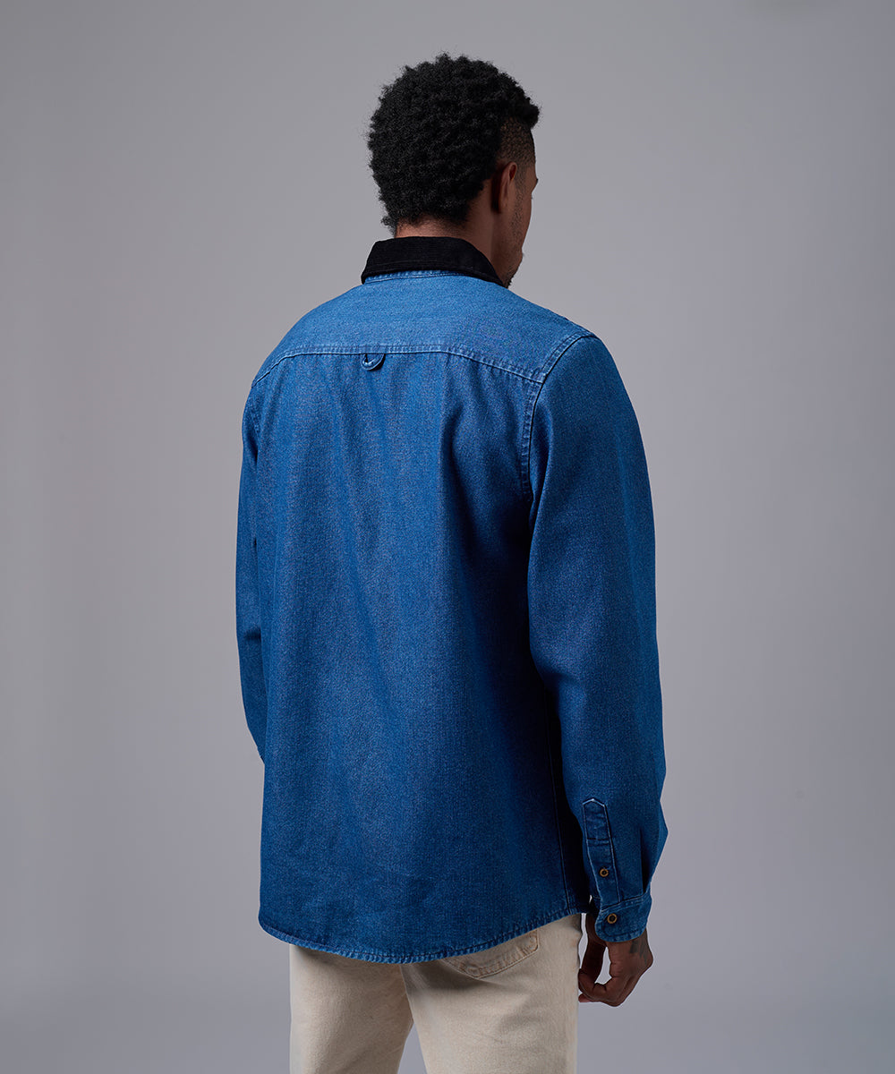 CAMISA MANGA LARGA DENIM CORDUROY SOBRECAMISA CLASSIC FIT AZUL OI25
