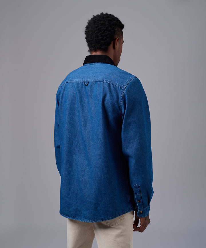 CAMISA MANGA LARGA DENIM CORDUROY SOBRECAMISA CLASSIC FIT AZUL OI25