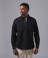 CAMISA MANGA LARGA CASUAL DRILL CON CIERRE CLASSIC FIT NEGRO OI25