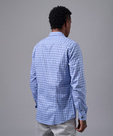 CAMISA MANGA LARGA CUELLO SPREAD SLIM FIT AZUL CUADROS OI25