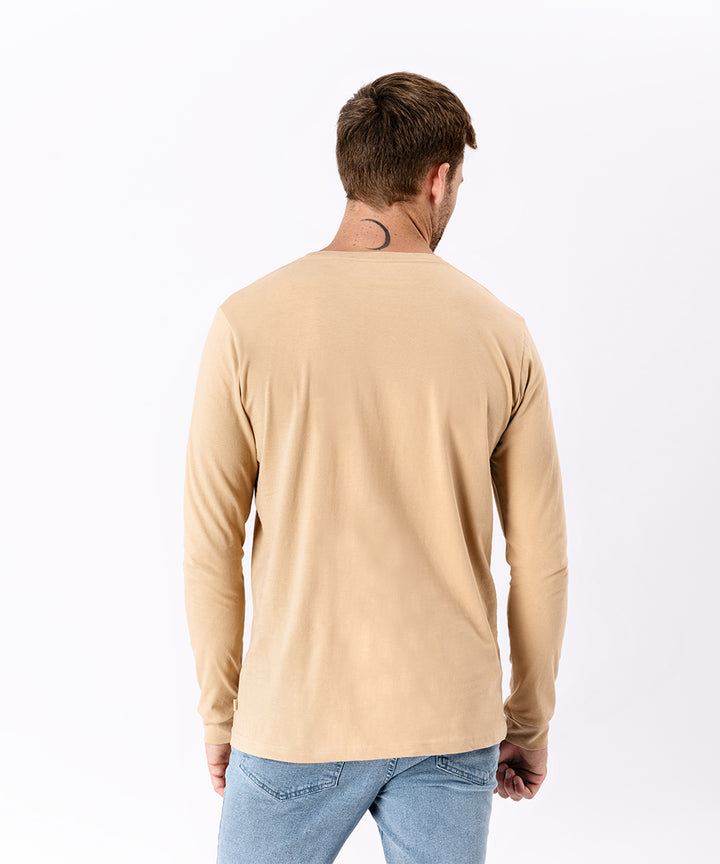 POLO MANGA LARGA HENLEY OI23 BEIGE