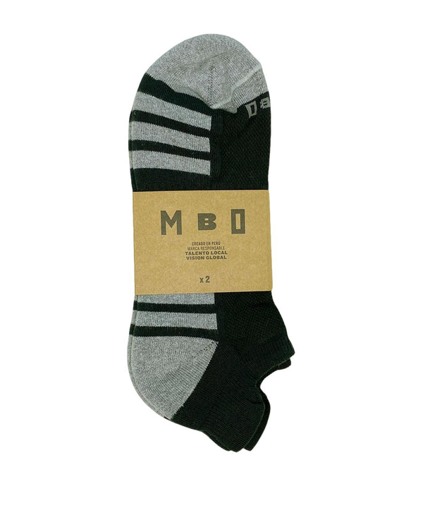 MEDIAS DEPORTIVAS TOBILLERAS  CON DISEÑO PACK X2 NEGRO