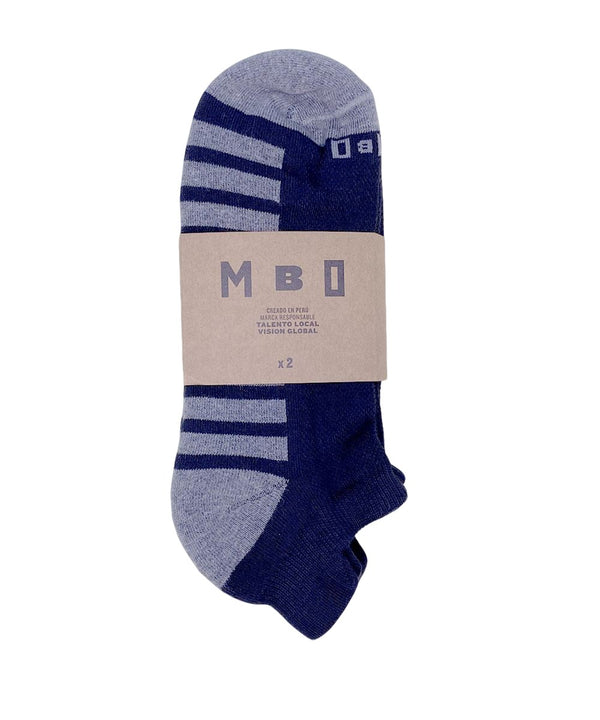MEDIAS DEPORTIVAS TOBILLERAS CON DISEÑO PACK X2 AZUL