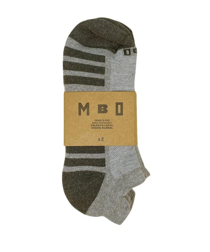 MEDIAS DEPORTIVAS TOBILLERAS CON DISEÑO PACK X2 GRIS