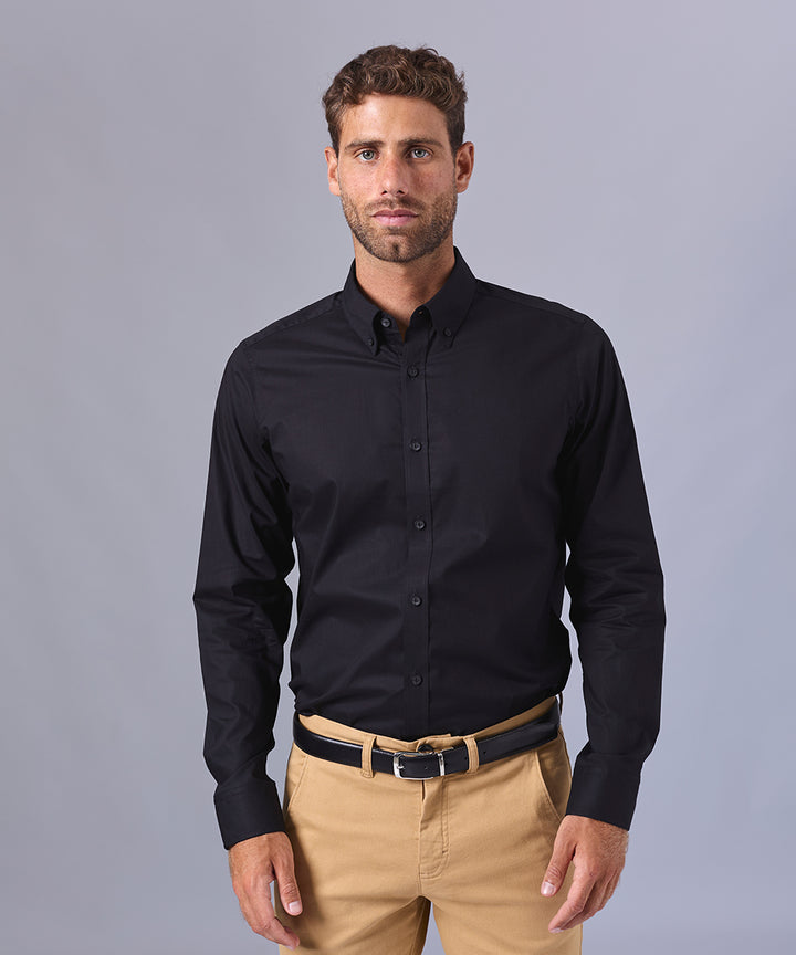 CAMISA MANGA LARGA DE VESTIR CUELLO BUTTON DOWN NEGRO OI24