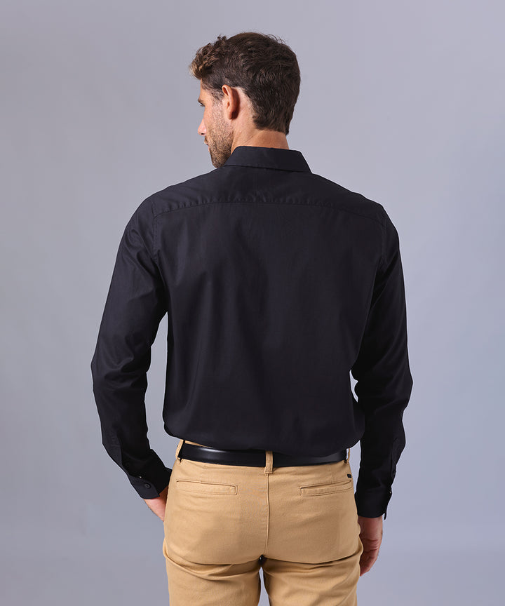 CAMISA MANGA LARGA DE VESTIR CUELLO BUTTON DOWN NEGRO OI24