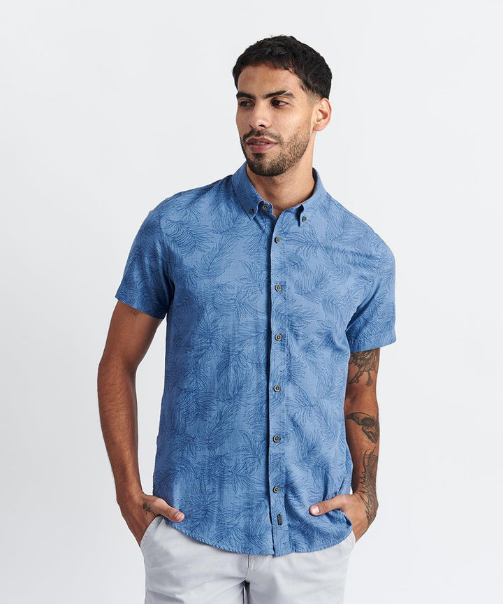 CAMISA MANGA CORTA BUTTON DOWN LOOK LINO - CLASSIC FIT PV24 ACERO ESTAMPADO - MBO