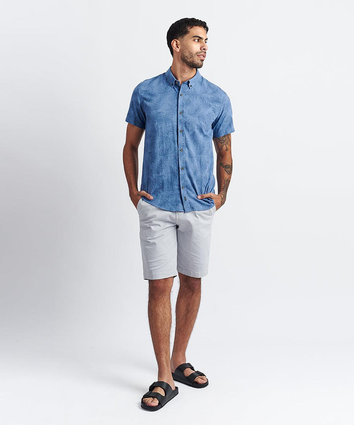 CAMISA MANGA CORTA BUTTON DOWN LOOK LINO - CLASSIC FIT PV24 ACERO ESTAMPADO - MBO