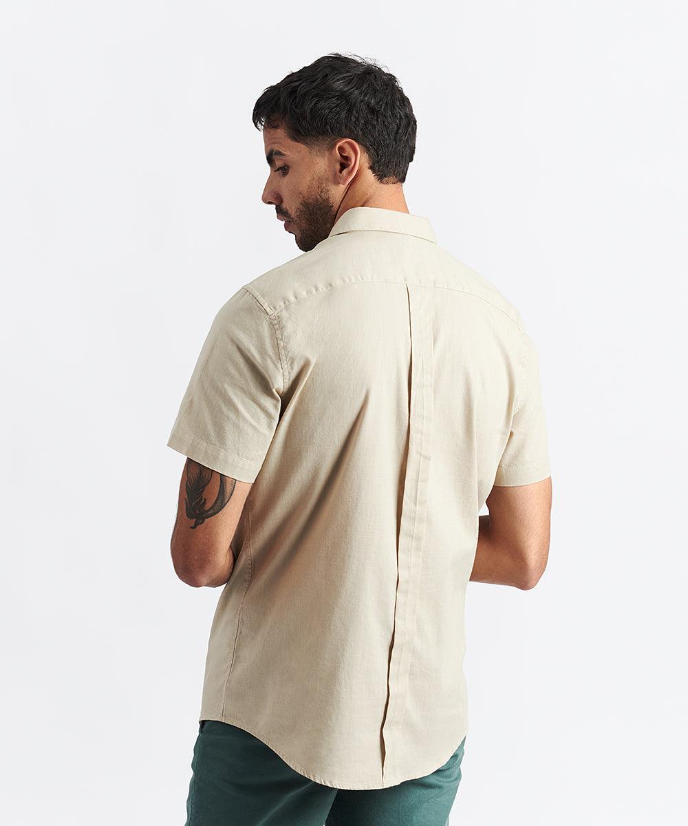 CAMISA MANGA CORTA BUTTON DOWN LOOK LINO CR - CLASSIC FIT PV24 BEIGE - MBO