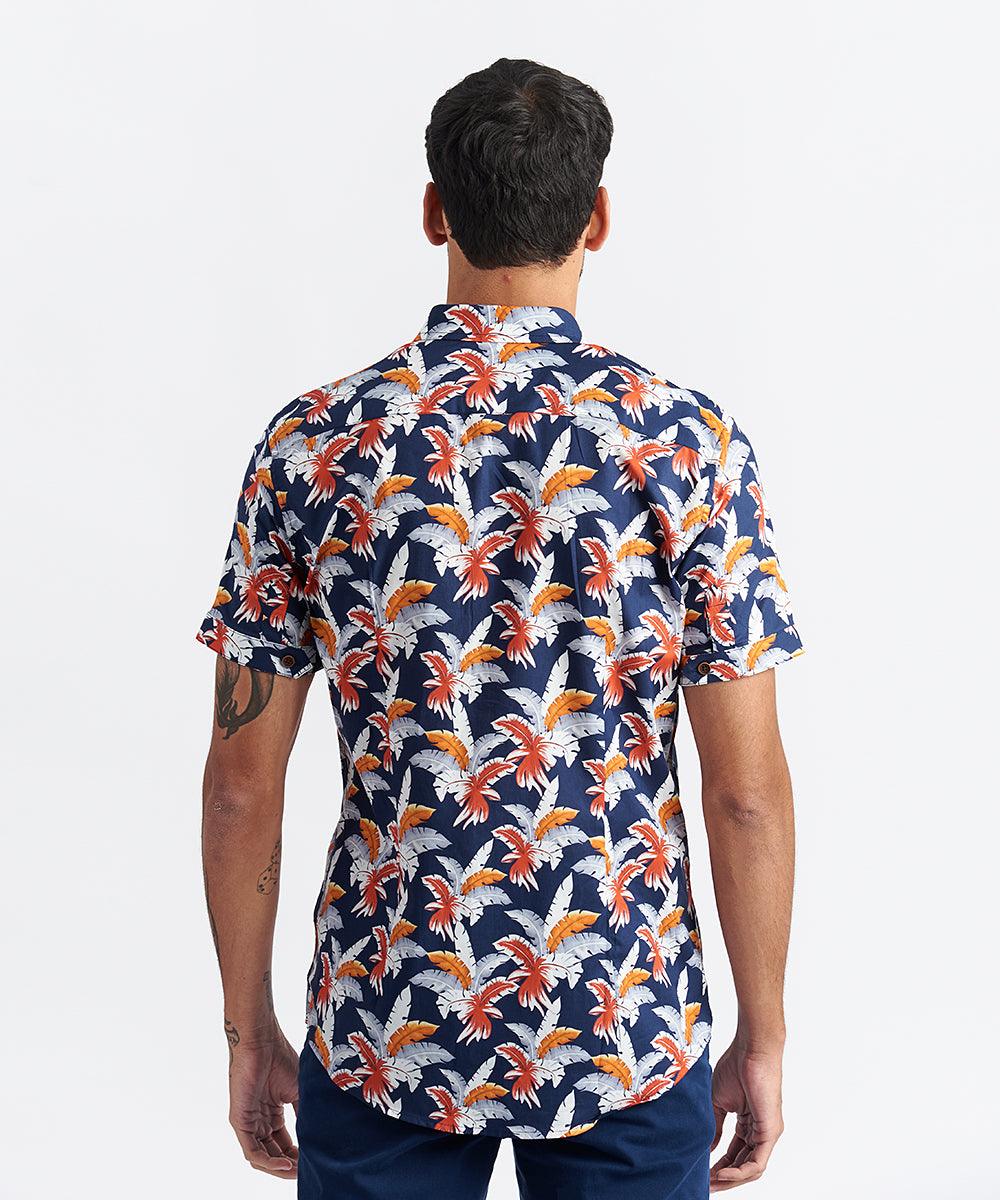 CAMISA MANGA CORTA PECHERA SEMI OCULTA - SLIM FIT PV24 AZUL ESTAMPADO - MBO