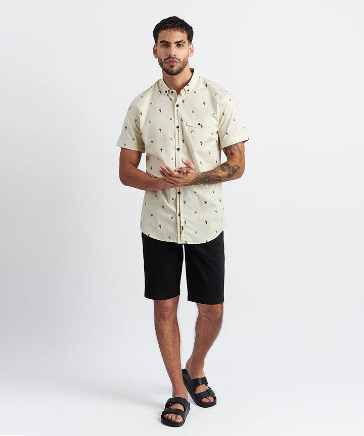 CAMISA MANGA CORTA PECHERA SEMI OCULTA - SLIM FIT PV24 BEIGE ESTAMPADO - MBO