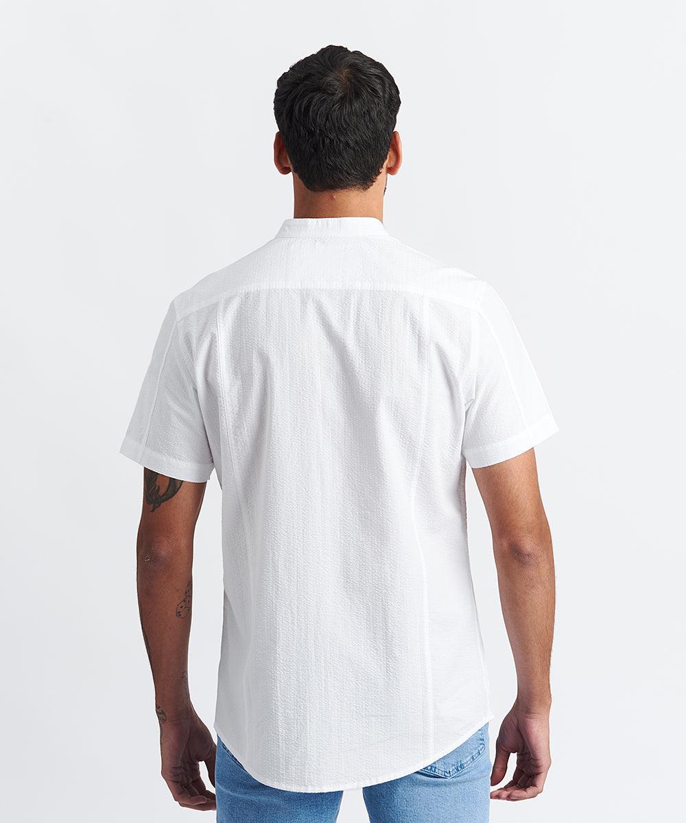 CAMISA MANGA CORTA-SLIM FIT-CORTES MEDIA PECHERA OCULTA PV24 BLANCO - MBO