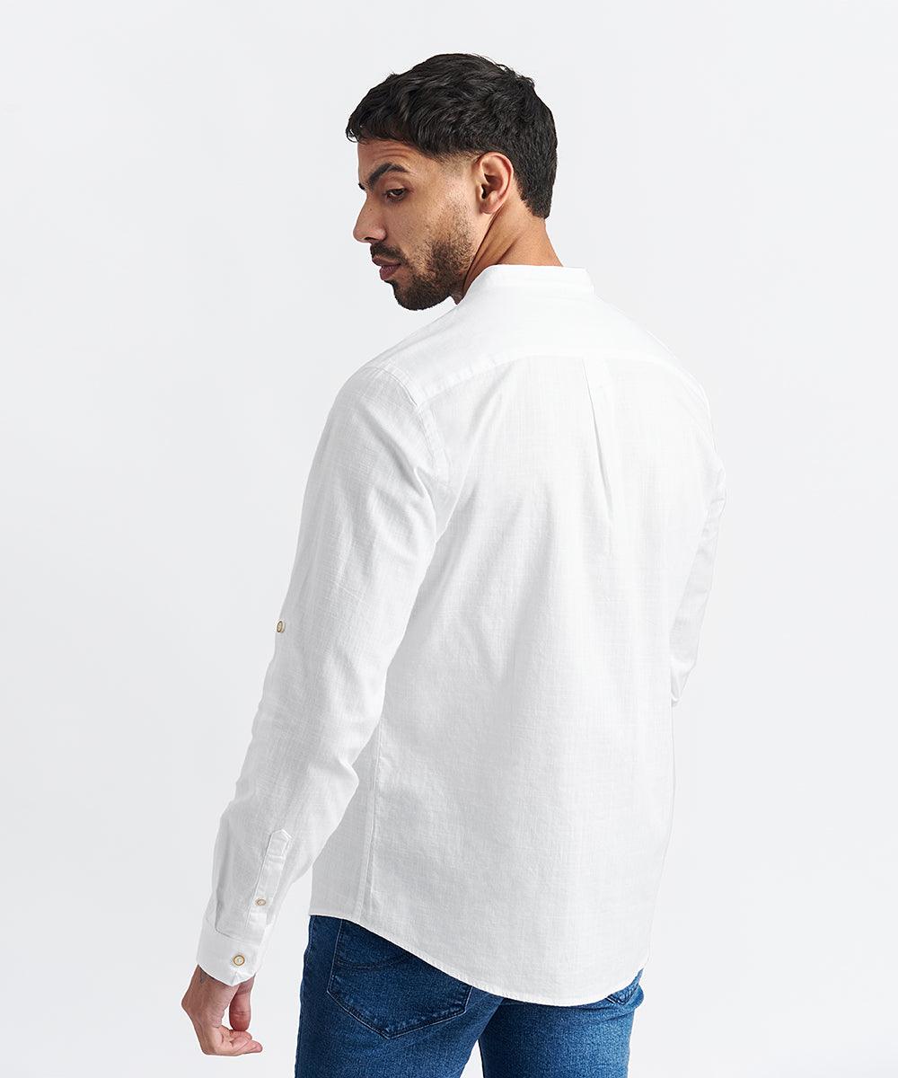 CAMISA MANGA LARGA LOOK DE LINO CR ROLL UP - CLASSIC FIT PV24 BLANCO - MBO