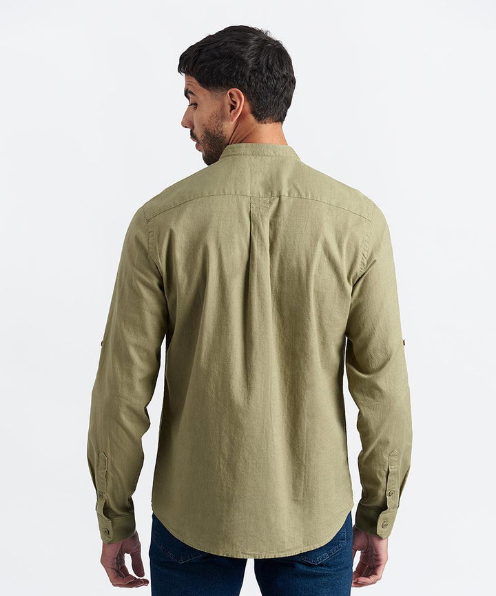 CAMISA MANGA LARGA LOOK DE LINO CR ROLL UP - CLASSIC FIT PV24 VERDE - MBO