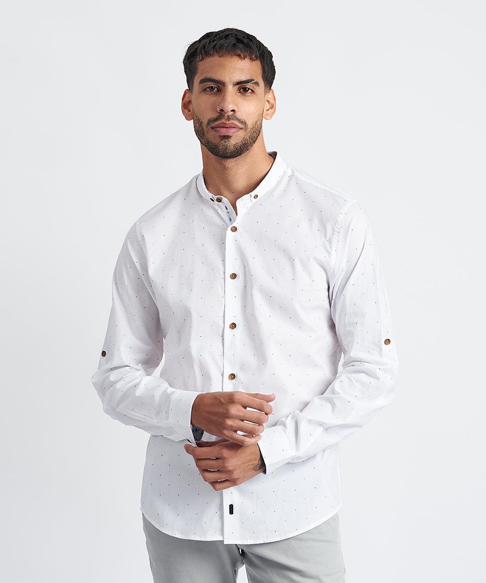 CAMISA MANGA LARGA MICRO BUTTON DOWN CLASSIC FIT PV24 BLANCO ESTAMPADO - MBO
