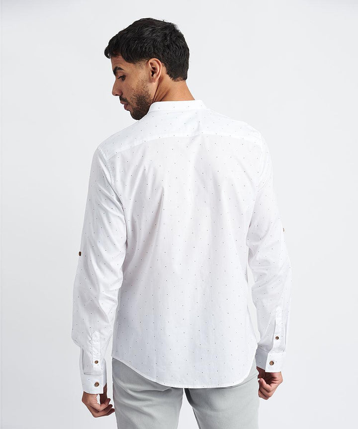 CAMISA MANGA LARGA MICRO BUTTON DOWN CLASSIC FIT PV24 BLANCO ESTAMPADO - MBO