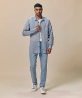 Camisa Roll Up Look Lino Rayas Slim Fit