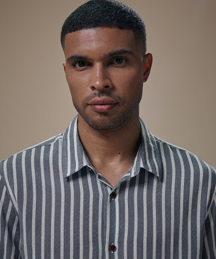 Camisa Roll Up Look Lino Rayas Slim Fit