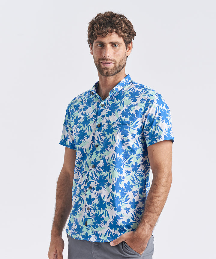 CAMISA MANGA CORTA MICRO BUTTON DOWN  CLASSIC FIT BLANCO ESTAMPADO PV24