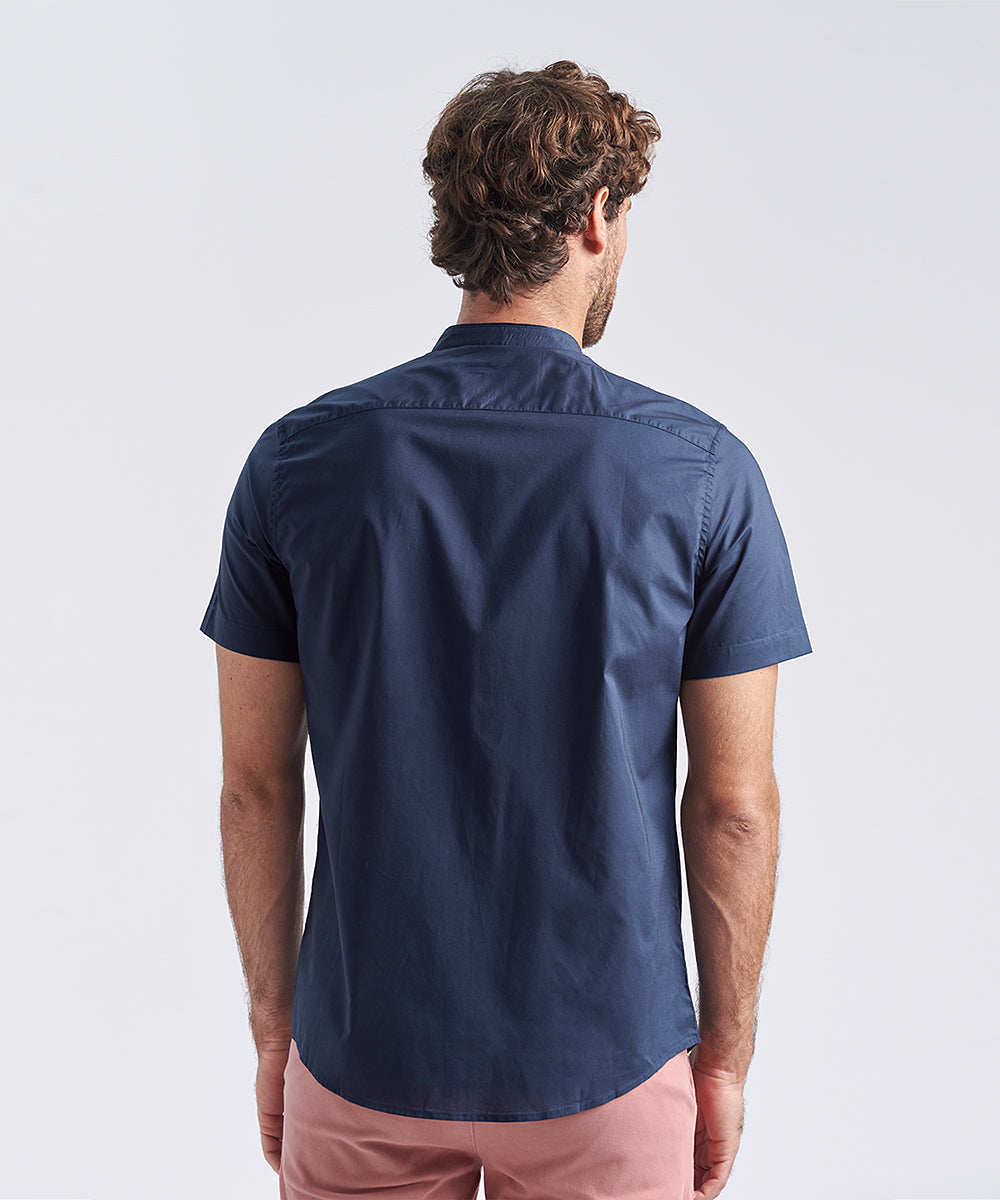 CAMISA MANGA CORTA VIVO EN CUELLO CLASSIC FIT AZUL PV24