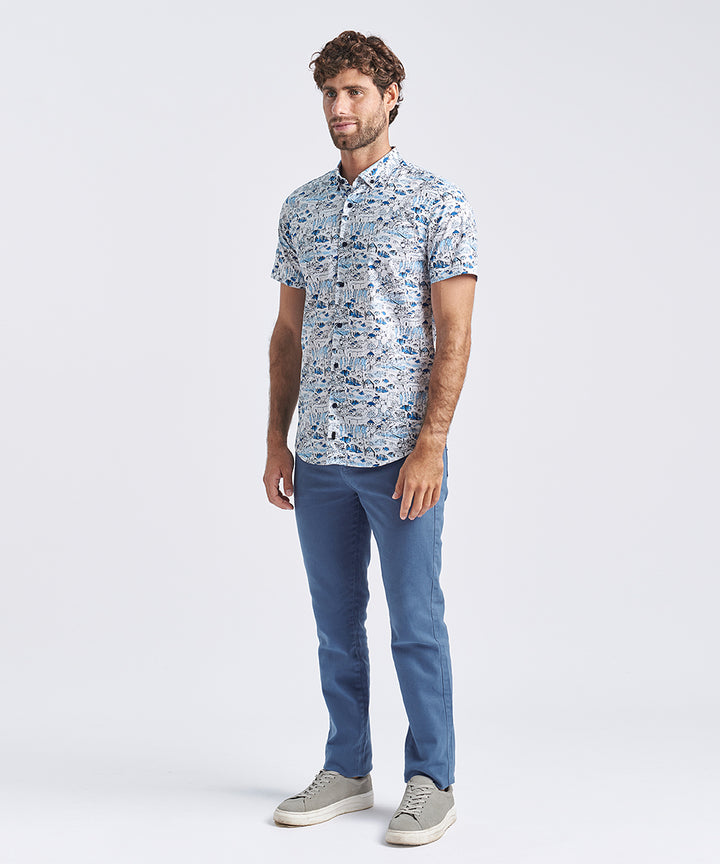 CAMISA MANGA CORTA BUTTON DOWN SLIM FIT BLANCO ESTAMPADO PV24