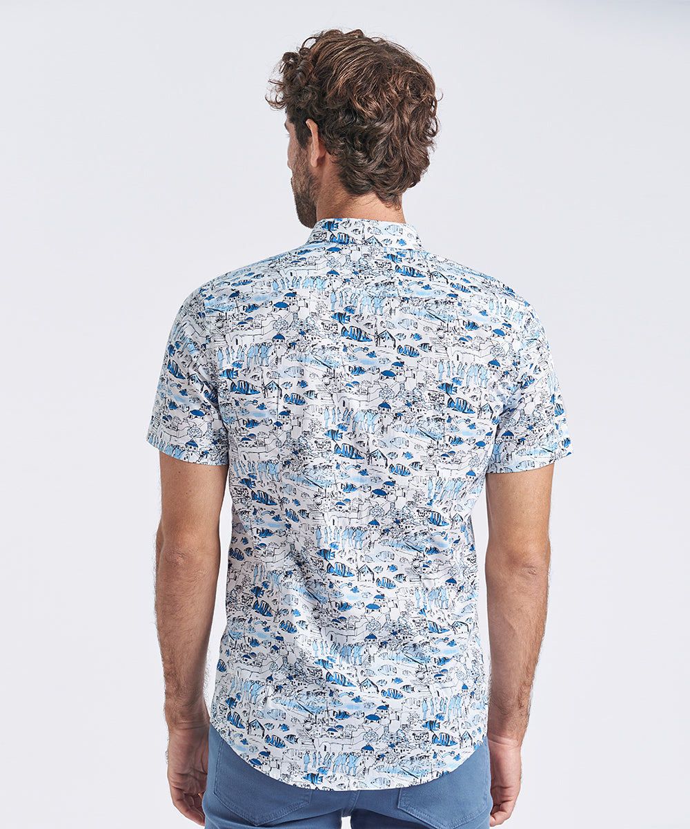 CAMISA MANGA CORTA BUTTON DOWN SLIM FIT BLANCO ESTAMPADO PV24