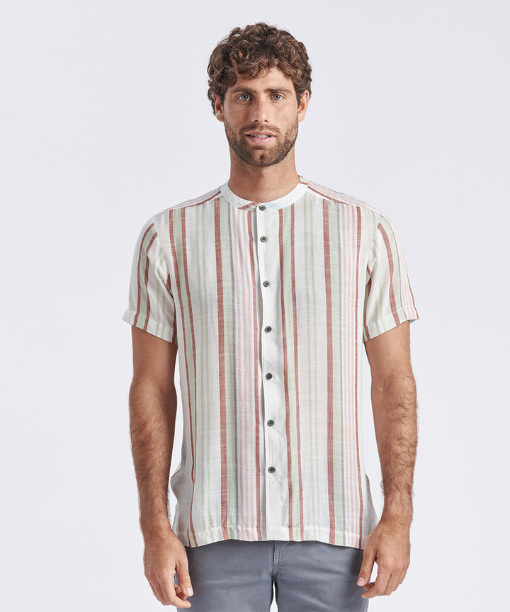 CAMISA MANGA CORTA CUELLO NERU CLASSIC FIT BLANCO RAYAS PV24