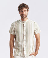 CAMISA MANGA CORTA CUELLO NERU LOOK LINO CLASSIC FIT VERDE RAYAS PV24