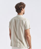 CAMISA MANGA CORTA CUELLO NERU LOOK LINO CLASSIC FIT VERDE RAYAS PV24
