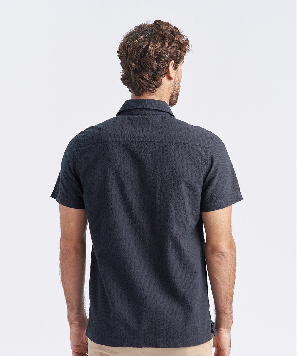 CAMISA MANGA CORTA BOLSILLOS SEER SUCKER SLIM FIT NEGRO PV24