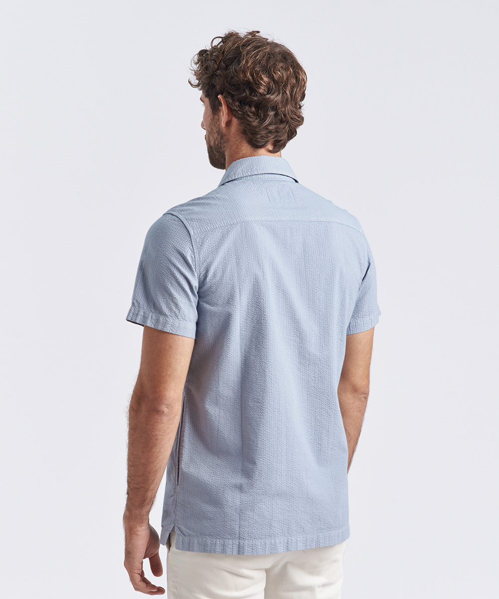 CAMISA MANGA CORTA BOLSILLOS SEER SUCKER SLIM FIT ACERO PV24