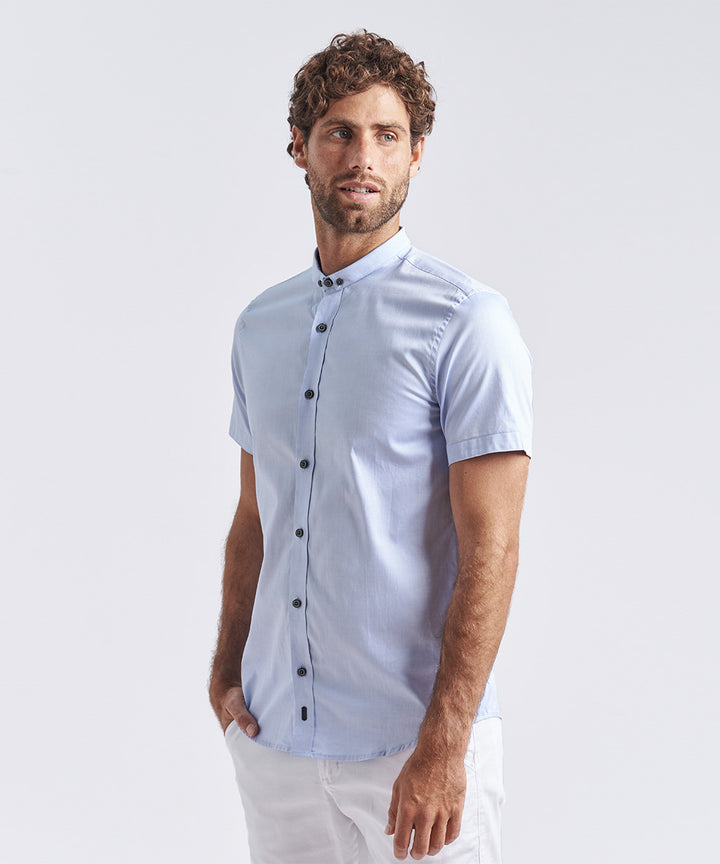CAMISA MANGA CORTA MICRO BUTTON DOWN SLIM FIT CELESTE PV24
