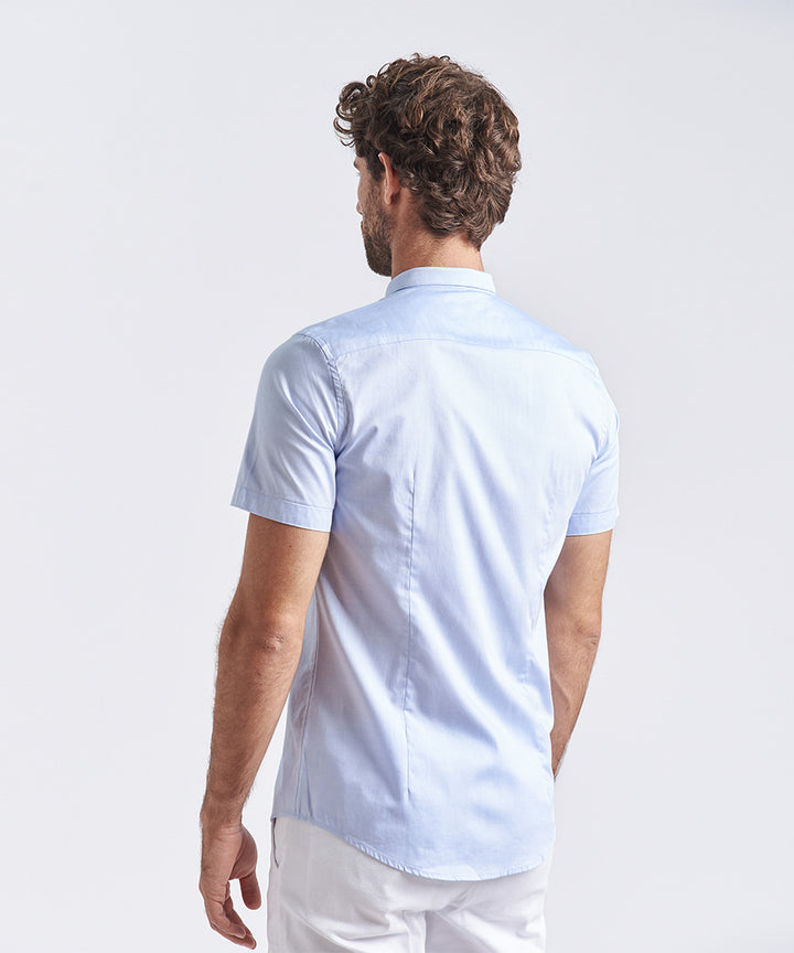 CAMISA MANGA CORTA MICRO BUTTON DOWN SLIM FIT CELESTE PV24