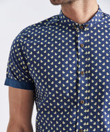 CAMISA MANGA CORTA MICRO BUTTON DOWN SLIM FIT AZUL ESTAMPADO PV24