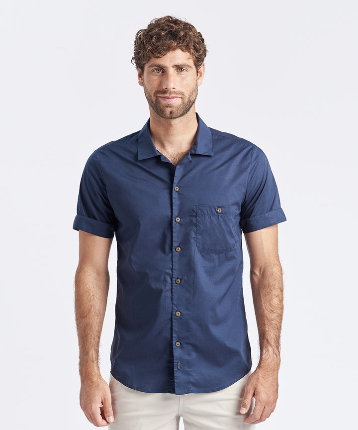 CAMISA MANGA CORTA BOLSILLO CON BOTON SLIM FIT AZUL PV24