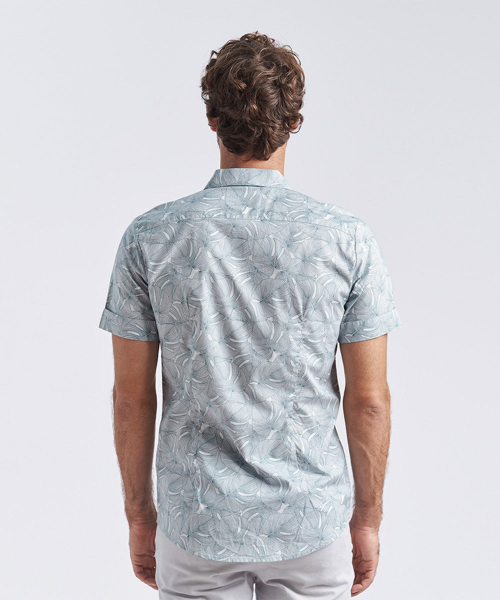 CAMISA MANGA CORTA BOLSILLO CON BOTON SLIM FIT ESTAMPADO VERDE PV24
